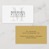 MONOGRAM moderne naam eenvoudig mannelijk goud zwa Visitekaartje (Voorkant / Achterkant)