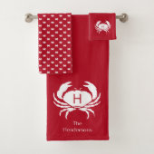 Monogram moderne Nautical Red Crab Bad Handdoek (Insitu)
