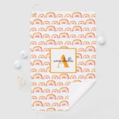 Monogram Moderne Oranje Waterverf Regenboog Golfhanddoek (Insitu)