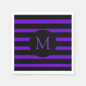Monogram moderne Paarse en zwarte Stripes Servetten (Voorkant)