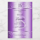 Monogram moderne Paarse Zachte Glitter Product Lab Voedselcontainer Etiket (Enkel label)