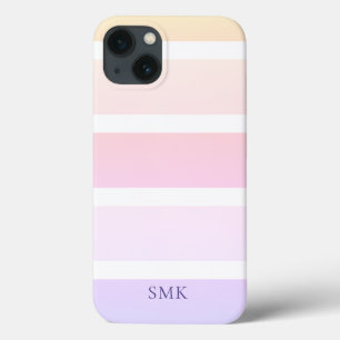 Monogram moderne pasteelregenboogstripes Case-Mate iPhone case