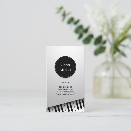 Monogram Moderne Pianist Muzikant Muziek Visitekaartje (Staand voorkant)