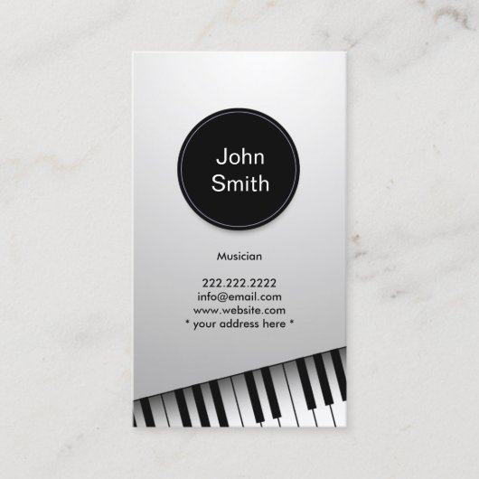 Monogram Moderne Pianist Muzikant Muziek Visitekaartje (Voorkant)