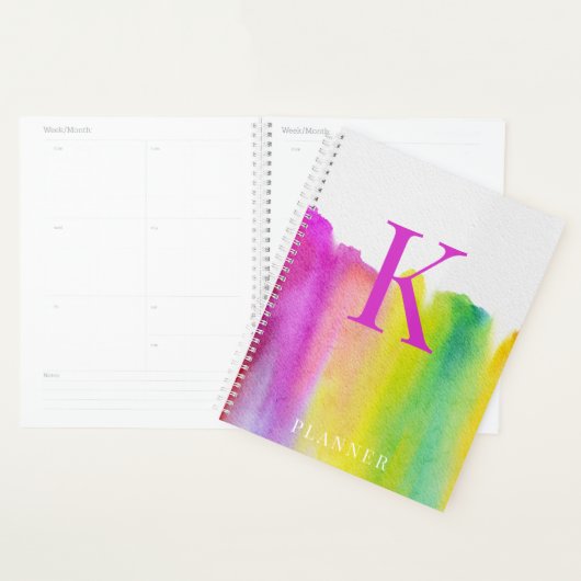 Monogram moderne regenboogWaterverf Planner (Display)