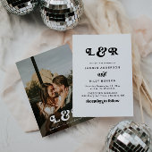 Monogram Moderne Retro 70's bruiloft uitnodiging