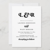 Monogram Moderne Retro 70's bruiloft uitnodiging (Voorkant)