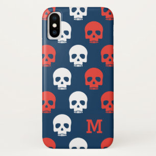 Monogram. Moderne rode en witte schedels. Case-Mate iPhone Case