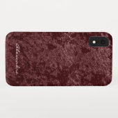 Monogram moderne rode fluweel faux stof Case-Mate iPhone case (Achterkant (horizontaal))