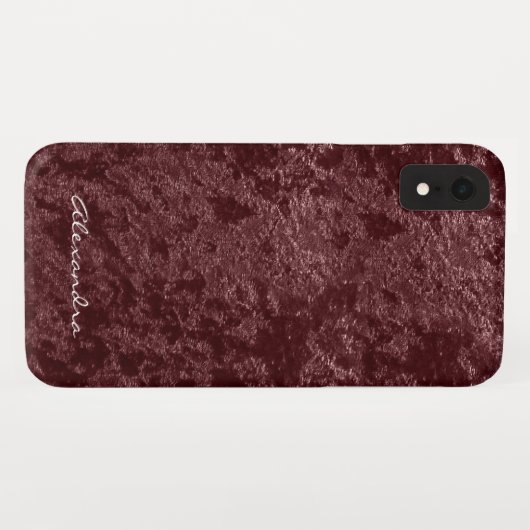 Monogram moderne rode fluweel faux stof Case-Mate iPhone case (Achterkant (horizontaal))