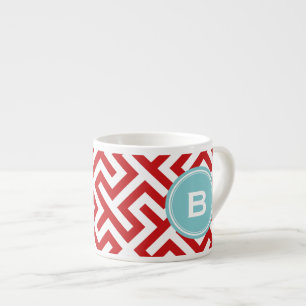 Monogram moderne rode griekse belangrijke geometri espresso kop