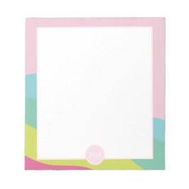 Monogram moderne roze abstract meisjesachtige golv notitieblok