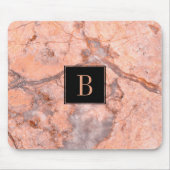 Monogram moderne roze en grijze marmeren textuur muismat (Voorkant)