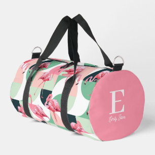 Monogram moderne roze flamingo geometrische meisje plunjezak