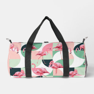 Monogram moderne roze flamingo geometrische meisje plunjezak