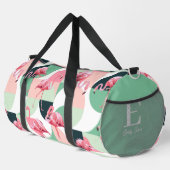 Monogram moderne roze flamingo geometrische meisje plunjezak (Rechterhoek)