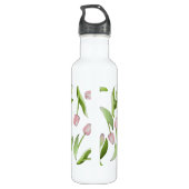 Monogram moderne roze tulp waterfles (Achterkant)