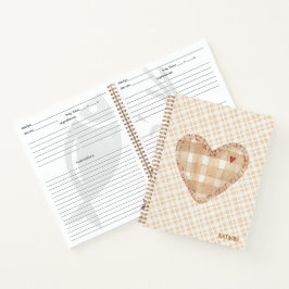 Monogram moderne rustieke tartan Keuken Bruin Notitieboek