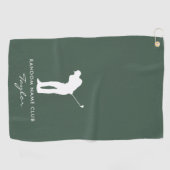 Monogram Moderne Sage Groene Club Naam Gepersonali Golfhanddoek (Horizontaal)