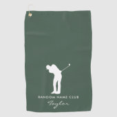 Monogram Moderne Sage Groene Club Naam Gepersonali Golfhanddoek (Voorkant)