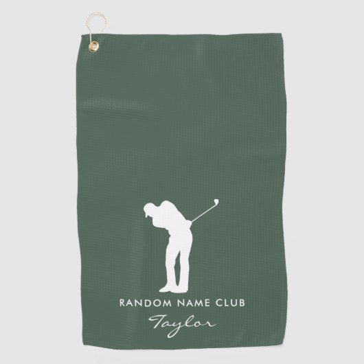Monogram Moderne Sage Groene Club Naam Gepersonali Golfhanddoek (Voorkant)