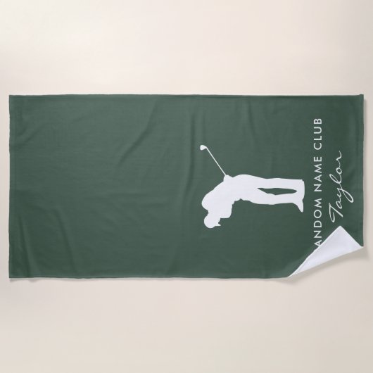 Monogram Moderne Sage Groene Club Naam Gepersonali Strandlaken (Voorkant)