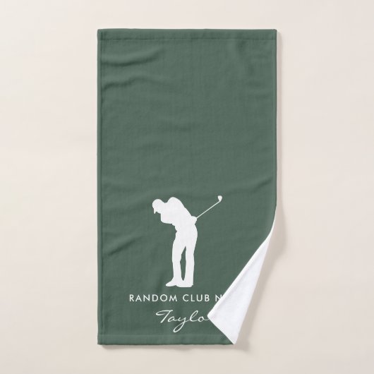 Monogram Moderne Sage Groene Golfclub Naam Custom Handdoek (Handdoek)