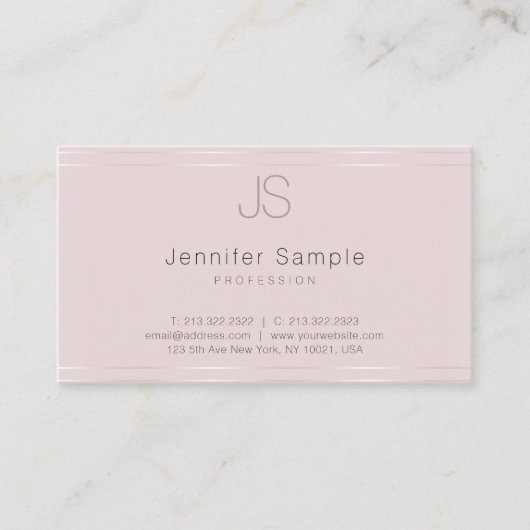 Monogram Moderne Sjabloon Trendy Elegant Top Visitekaartje (Voorkant)