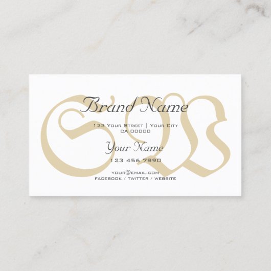 Monogram moderne slanke patroonpasta beige kleuren visitekaartje (Achterkant)