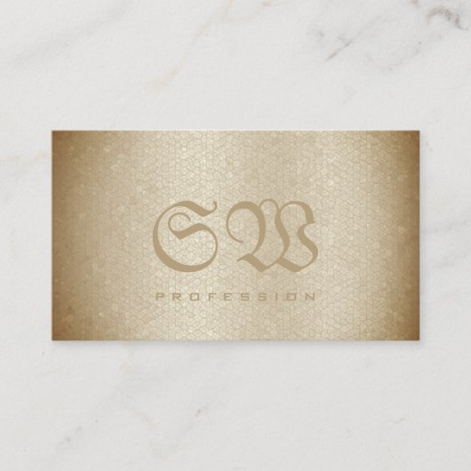 Monogram moderne slanke patroonpasta beige kleuren visitekaartje (Voorkant)