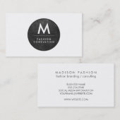 Monogram Moderne Slate Textuur Visitekaartje (Voorkant / Achterkant)