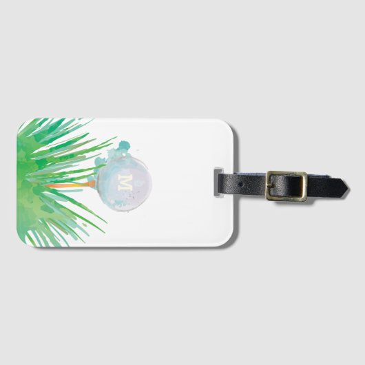 Monogram | Moderne sport | Golfbal in Waterverf Bagagelabel (Voorkant (horizontaal))