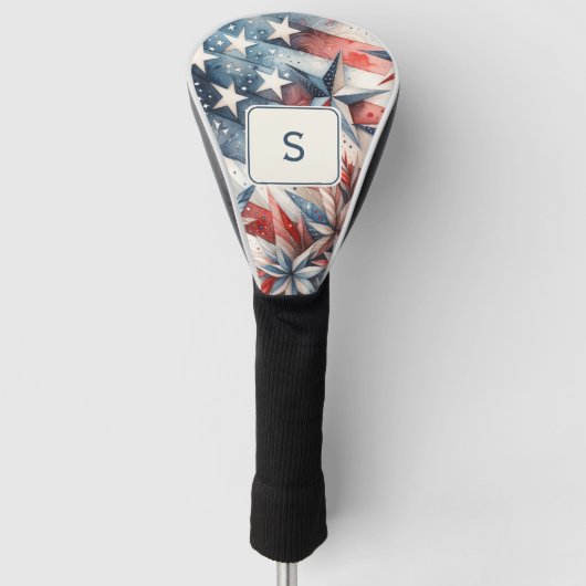 Monogram moderne sterren strepen golfheadcover (Voorkant)