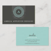 MONOGRAM moderne stijlvolle elegante rotor grijs m Visitekaartje (Voorkant / Achterkant)