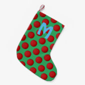 Monogram Moderne Stijlvolle Rode Stippen Kleine Kerstsok (Voorkant (Hangend))