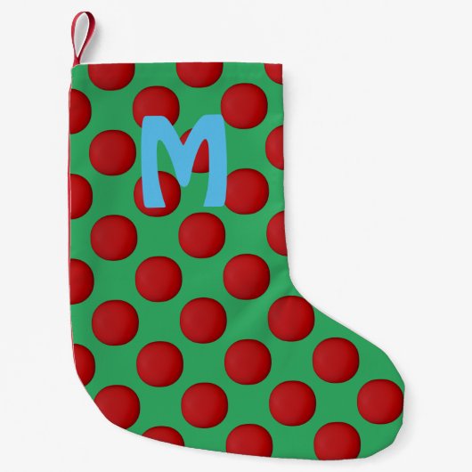 Monogram Moderne Stijlvolle Rode Stippen Kleine Kerstsok (Voorkant)