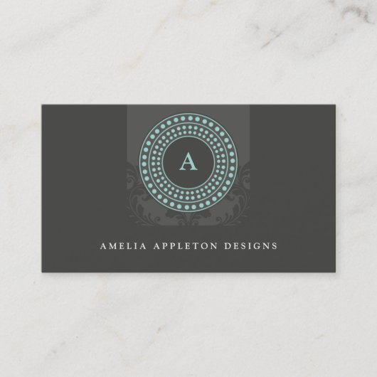 MONOGRAM moderne stijlvolle rotor grijze munt Visitekaartje (Voorkant)