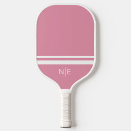 Monogram Moderne Strepen Roze Wit Pickleball Paddle