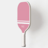Monogram Moderne Strepen Roze Wit Pickleball Paddle (Links)
