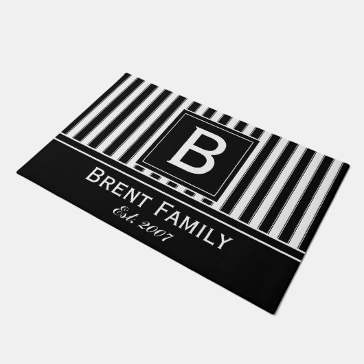 Monogram Moderne Stripes Patroonplaat, zwart wit Deurmat (Schuin)