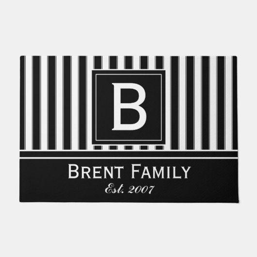 Monogram Moderne Stripes Patroonplaat, zwart wit Deurmat (Voorkant)