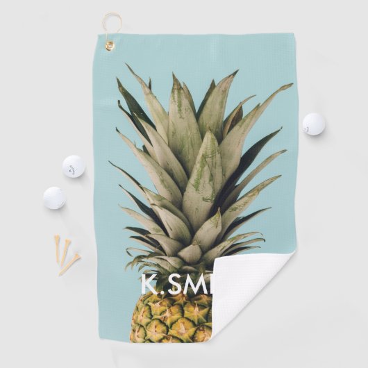 Monogram Moderne tropische ananas Golfhanddoek (Insitu)