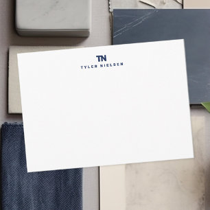 Monogram Moderne Typografie in Marineblauw Notitiekaartje