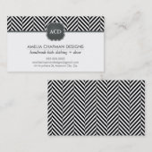 MONOGRAM moderne visgraat patroon zwart Visitekaartje (Voorkant / Achterkant)
