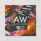 Monogram Moderne Waterverf Makeup-penselen Vierkante Visitekaartje (Voorkant)