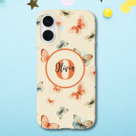 Monogram moderne Waterverf vlinders iPhone 16 Hoesje