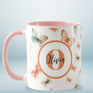 Monogram Moderne Waterverf Vlinders Mok