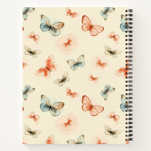 Monogram moderne Waterverf vlinders Notitieboek (Achterkant)