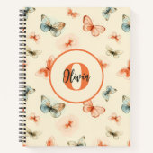 Monogram moderne Waterverf vlinders Notitieboek (Voorkant)