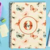 Monogram moderne Waterverf vlinders Notitieboek